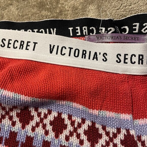 Victoria’s Secret Pajamas Women's Sz S Set Red  Fair Isle Holiday Thermal Pjs - Picture 6 of 6